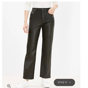 LOFT Faux Leather Five Pocket Straight Pant - 27/4 - Black